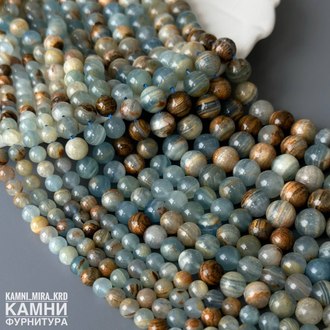 "Карибский оникс" голубой кальцит шары 8,3-8,5/10,4-10,6 мм, цена за нить 19 см