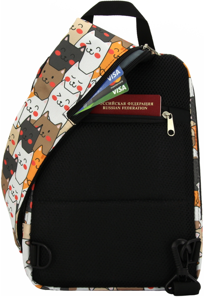 Рюкзак с одной лямкой - сумка на грудь Optimum XXL RL, котики