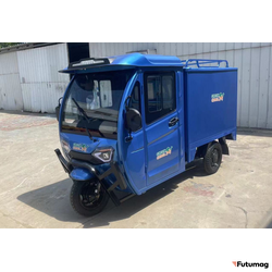 Трицикл грузовой GreenCamel Тендер E1500 (60V 1200W 126Ah) кабина, BOX, понижающая Синий