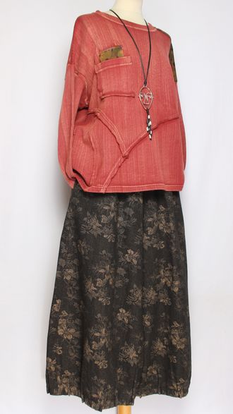 Джемпер ХЛОПОК "КАРМАН ВИНТАЖНЫЙ" красный, трава, черный до р.54