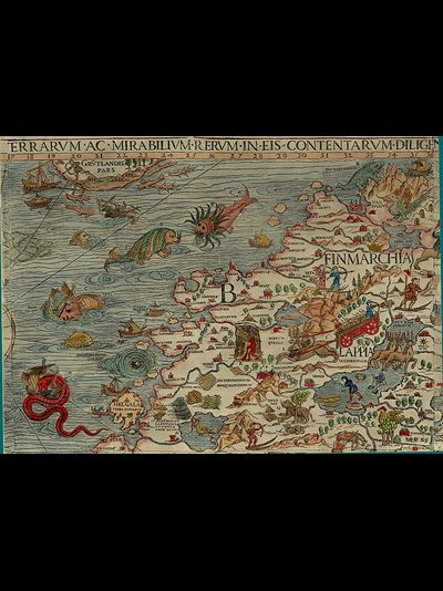 Картина обогреватель, фото старинной Карты Лапландии 1539