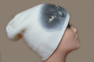 Вязаная шапка Визио 1004 с кошкой фото