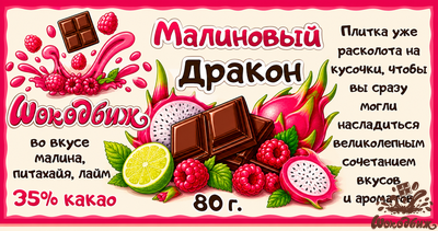 Шоколад "Малиновый дракон" кусочки 80г