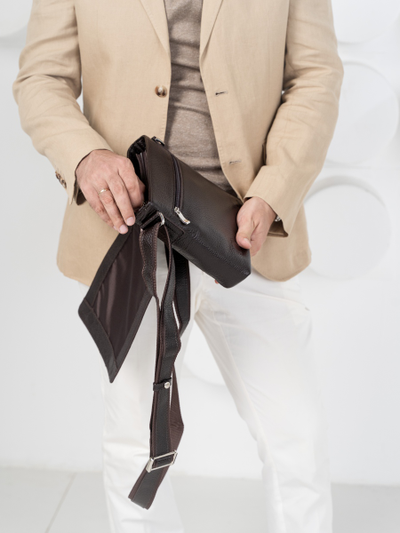 Кожаная мужская сумка Vallecorsa black (арт. 5044-01)