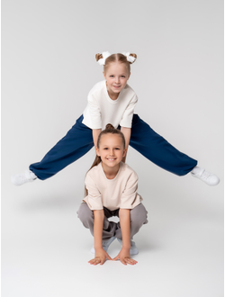 Брюки палаццо с утяжками (синий)