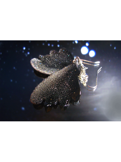 &quot;Ночная вьюга&quot;, волшебные эльфийские серьги-крылышки с хрусталиками