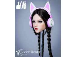 Наушники женские "Кошачьи ушки" (бело-розовые) 1/6 - (21XG74E) - VSTOYS