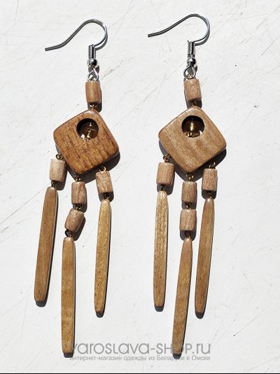 М-111. Серьги деревянные 3 палочки ясень.