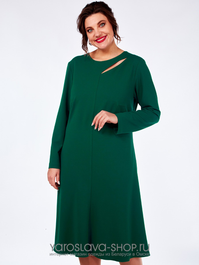 Стильное трикотажное платье зеленого цвета