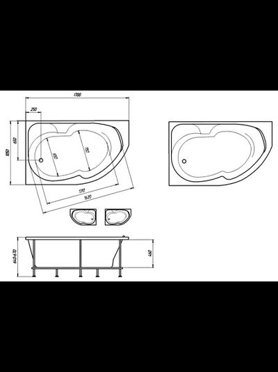 Ванна акриловая 1,7*1,05 Марка1 ДИАНА (каркас+панель)