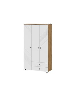 Байкал Шкаф трехстворчатый с ящиками SAFE Дуб Золотой/Белый матовый