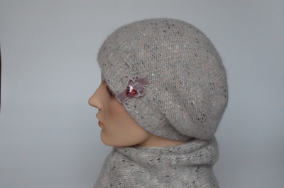 Лиловый меланжевый берет и шарф Vizio Италия 6926