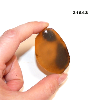 Агат натуральный (срез) арт.21643: коричнево-черный с отв. - 18,4г - 49*33*6мм