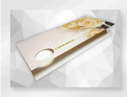 Поздравительная открытка полноцветная печать, фигурная вырубка, дизайнерский картон