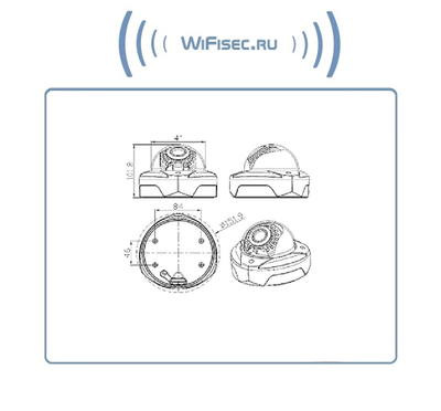 Антивандальная панорамная уличная WiFi/LAN видеокамера с возможностью подключения внешнего микрофона,  Full HD 2 Mp (360)