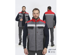 Жилет утепленный Вектрон СОП (тк.Смесовая,240), серый/черный/красный