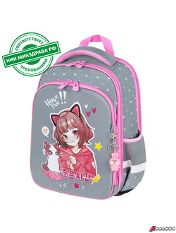 ТоварРанец BRAUBERG QUADRO, 3 отделения, с брелком, «Anime friends», 37×28×18 см. 272022