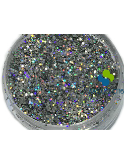 Полиэстровый глиттер блёстки Серебро Голография 0,4 мм 1 кг