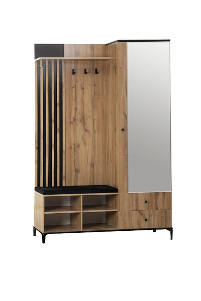 Шкаф для прихожей ЛИБЕРТИ 51.22 (опора 150мм) Дуб Вотан/Черный