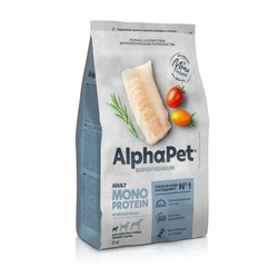 AlphaPet (АльфаПет) Superpremium Monoprotein сухой корм для взрослых собак мелких пород с белой рыбой, 3 кг