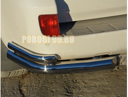 Защита заднего бампера угловая двойная d76/42 для Toyota Land Cruiser 200 2013-2015