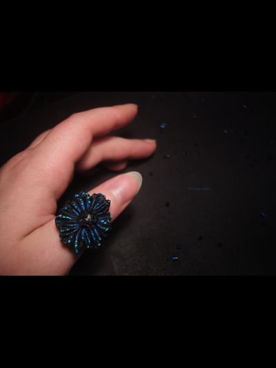 Кольцо-цветок в стиле фэнтези "Ночная магия"
