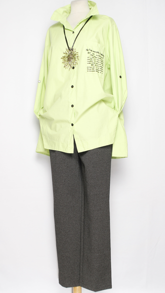 РУБАШКА ХЛОПОК "ТЕКСТЫ" салатовая 48,50,52,54,56