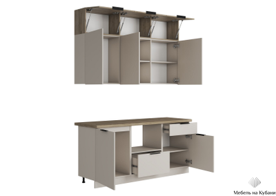 Бохо кухня 1,8 м Дуб Крафт Серый/Кашемир