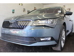 Защита радиатора Skoda Superb 2015- (2 части) black PREMIUM