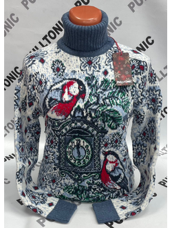 Свитер женский Время снегирей 03 серый