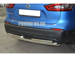 Защита заднего бампера двойная d60/42 для Nissan Qashqai (2019-...)