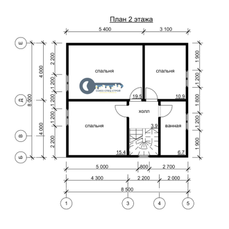 ДЖ-04 ГАБАРИТНЫЕ РАЗМЕРЫ: (8Х8,5М) 1,5 ЭТАЖА, ОБЩАЯ ПЛОЩАДЬ: 142.5М²