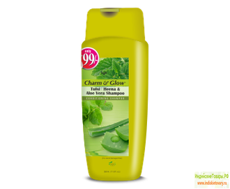 Травяной Шампунь " Чарм Энд Глоу - ТУЛАСИ ХНА и АЛОЭ ВЕРА", 350 мл, производитель "БАН Лабс"; Shampoo " Charm &amp; Glow - Tulsi, Henna &amp; Aloe Vera", 350 ml, BAN Labs