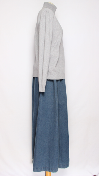 Свитер "ГЛАДКИЙ С ДЛИННЫМ РУКАВОМ " 7802  серый, белый, малахит р.48-52