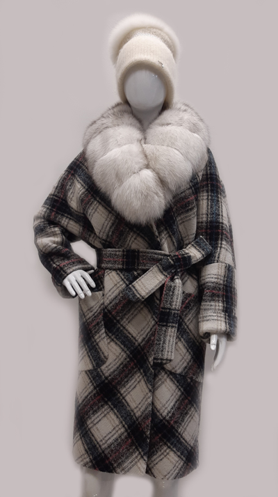 Пальто в клетку женское зима Арти мода Arti moda 120 светлое