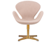 Кресло дизайнерское DOBRIN SWAN, бежевая ткань IF1, золотое основание