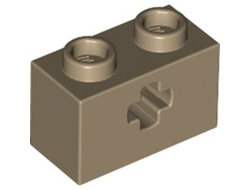 Technic, Brick 1 x 2 with Axle Hole, Dark Tan (32064 / 6310833)