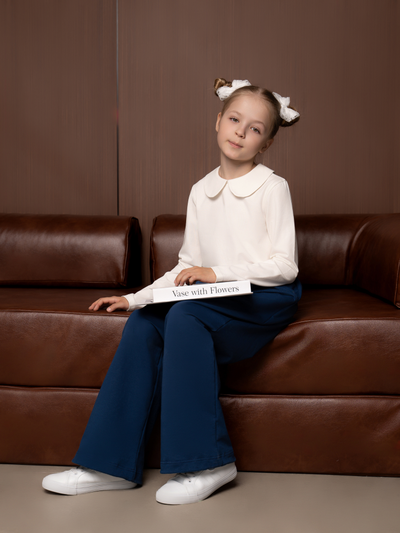 Брюки палаццо с утяжками (синий)