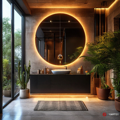 Зеркало круглой формы с интерьерной подсветкой