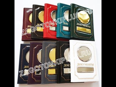 Кожаная обложка для автодокументов, обложка для авто документов с металлическими вставками