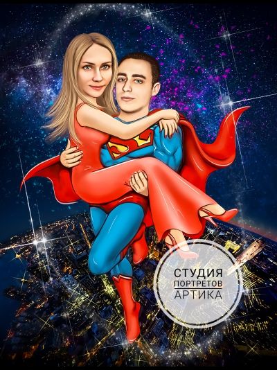 Портрет в Стиле Шарж 2 Человека