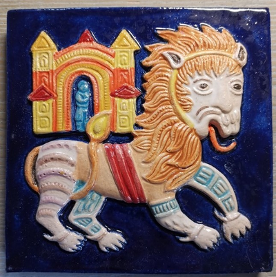 Изразцовая плитка "Древние символы" // 14*14