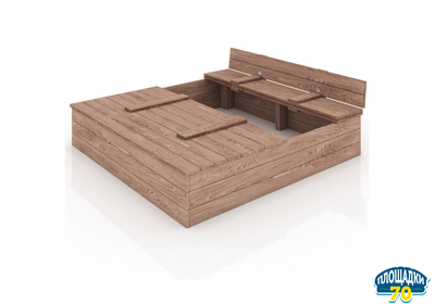 Детская складная песочница "Бабочка" с крышкой и скамейками-лавочками неокрашенная