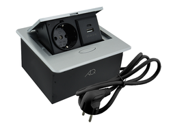 Удлинитель PLUG-X H3 горизонтальный 1XSCHUKO, 1XUSB А, 1XUSB C алюминий (14.0106) AQ