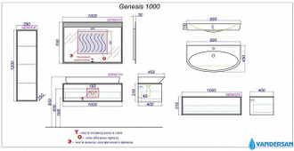 Тумба под умывальник Aqwella Genesis-100, цвет белый