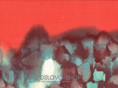 Палантин оранжево-голубой "акварель"