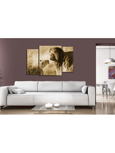 Модульная картина "Любовь царей Саванны"