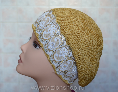 Вязаный летний головной убор Vizio италия 4813 песочный берет