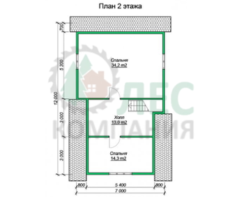 Дом из бруса 7x12 с мансардой