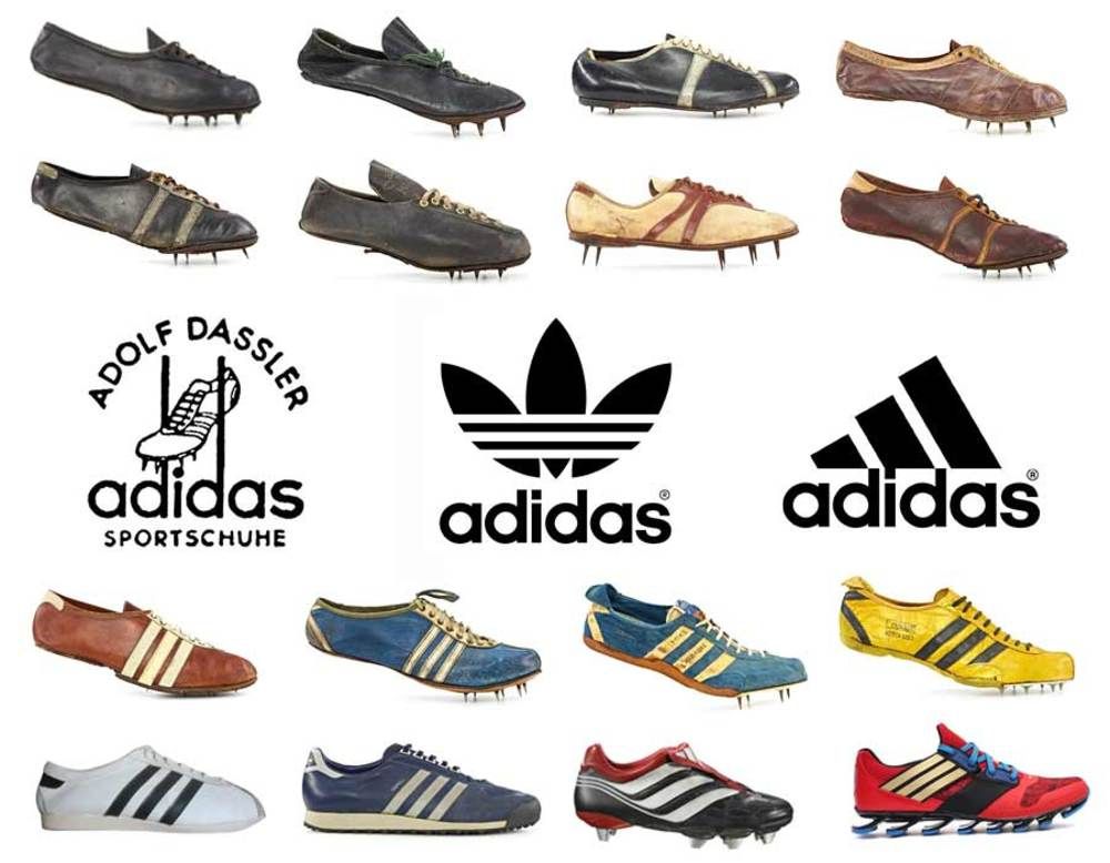 Фирма бренд обувь. Ади Дасслер кроссовки. Эволюция обуви адидас. Кроссовки adidas Эволюция.